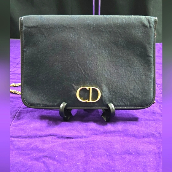VINTAGE DIOR TROTTER OBLIQUE CANVAS NAVY SHOULDER/ CROSSBODY BAG - Picture 1 of 12